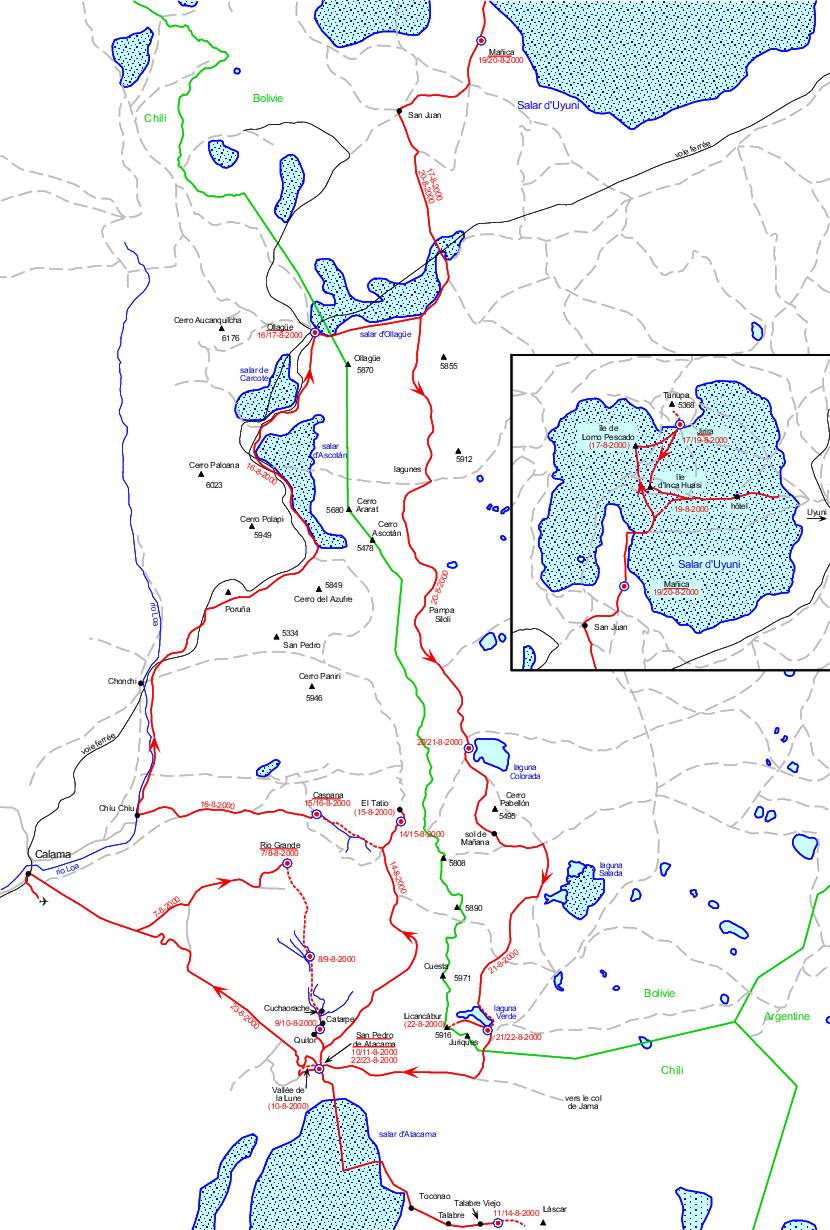 Carte du désert d’Atacama