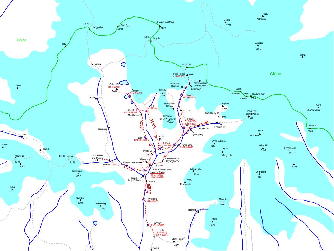 Carte de la région du Khumbu