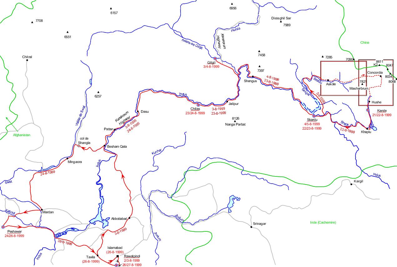 Carte du nord du Pakistan