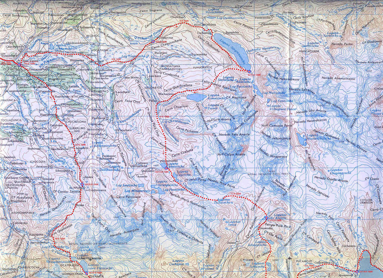 Carte de la cordillère de Vilcanota — partie nord
