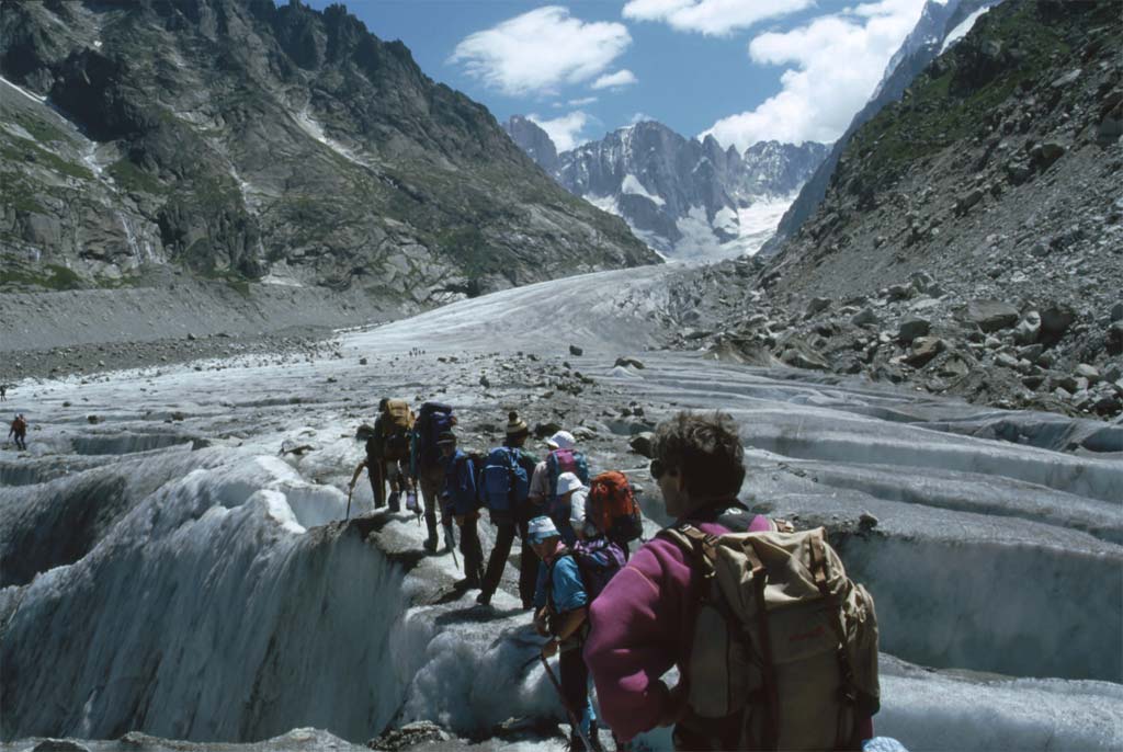 Progression sur la Mer de Glace, le 28 juillet 1993