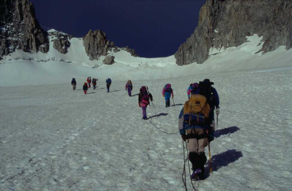 Montée vers le col des Grands Montets, le 28  juillet 1993