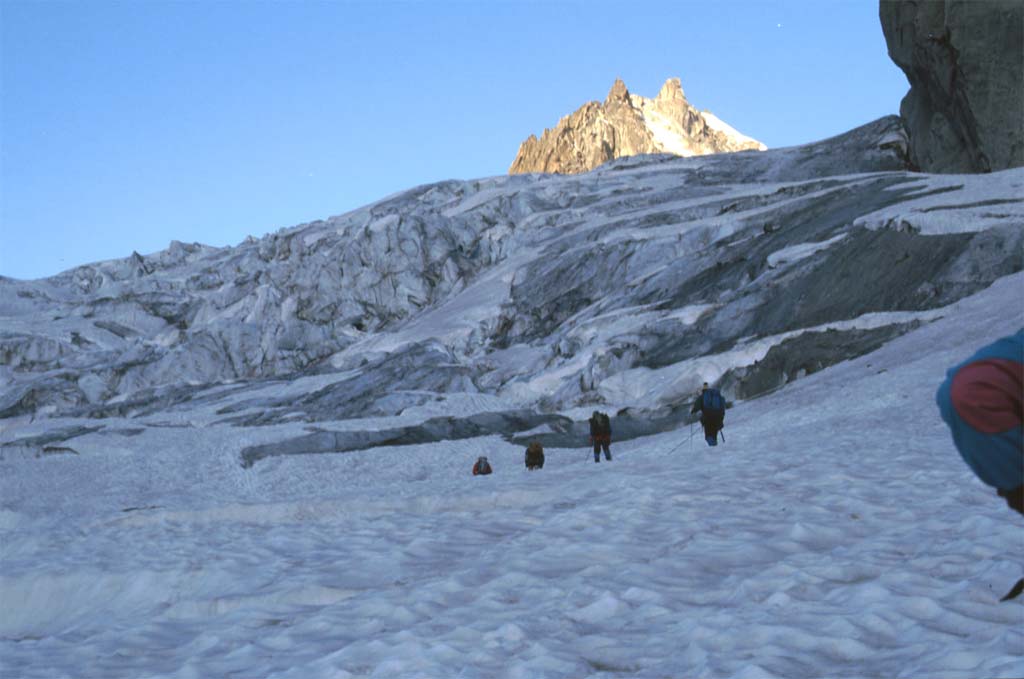 En quittant le refuge du Requin, le 29 juillet 1993