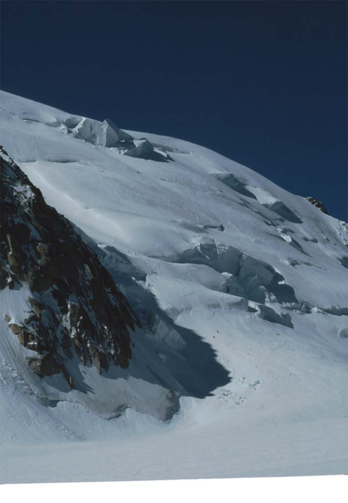 La voie d’accès au Tacul, le 29 juillet 1993