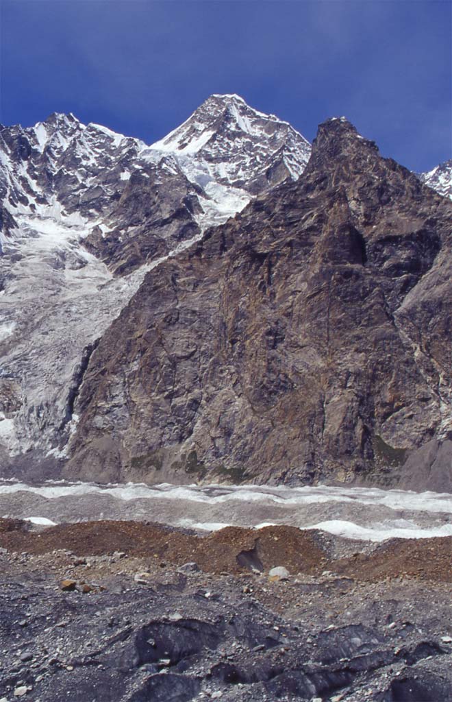 En descendant le long du glacier du Gandoghoro, le 18 août 1999