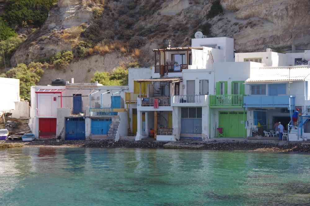 Milo (Ν. Μήλος), Klima (Ό. Κλίμα) vu du voilier, le 27 juin 2021