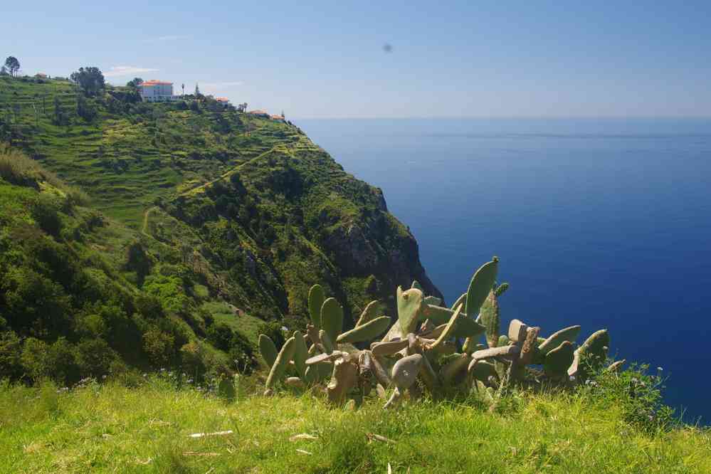Descente vers le belvédère de Raposeira, le 9 mai 2022. Vue sur le sentier reliant Lombo da Rocha à Paúl do Mar