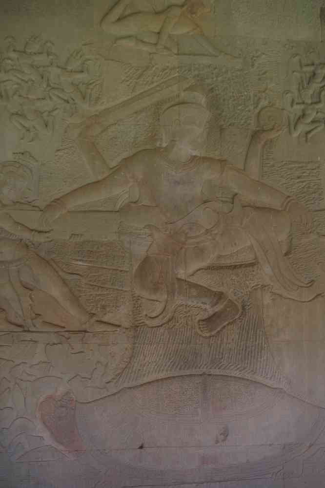 Bas-relief d’Angkor Vat (ប្រាសាទអង្គរវត្ត). « barattage » de la mer de lait, le 28 janvier 2023