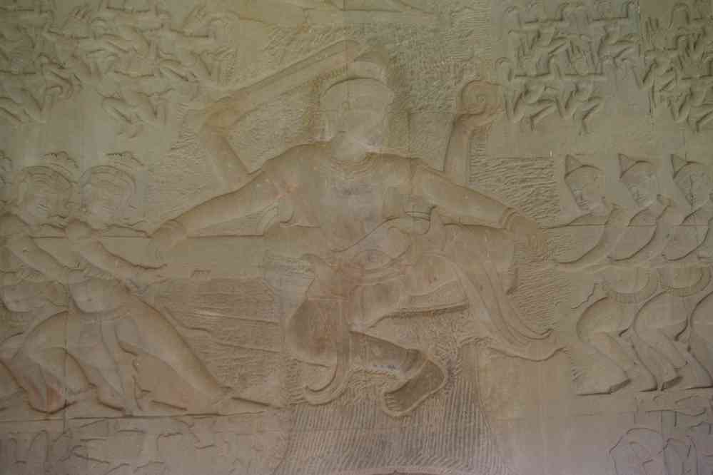 Bas-relief d’Angkor Vat (ប្រាសាទអង្គរវត្ត). « barattage » de la mer de lait, le 28 janvier 2023