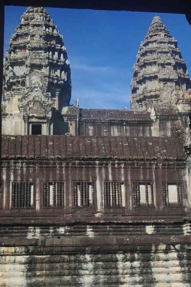 Les tours centrales d’Angkor Vat (ប្រាសាទអង្គរវត្ត), le 28 janvier 2023