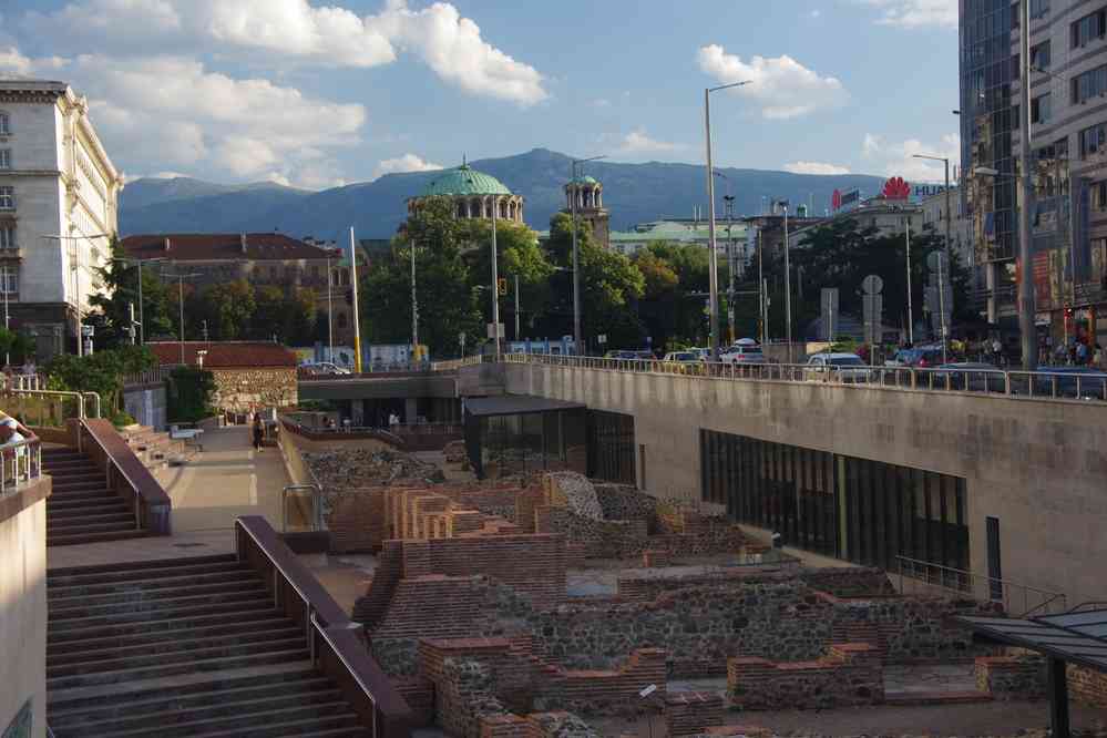 Vestiges antiques place Serdika (Сердика), le 26 juillet 2019