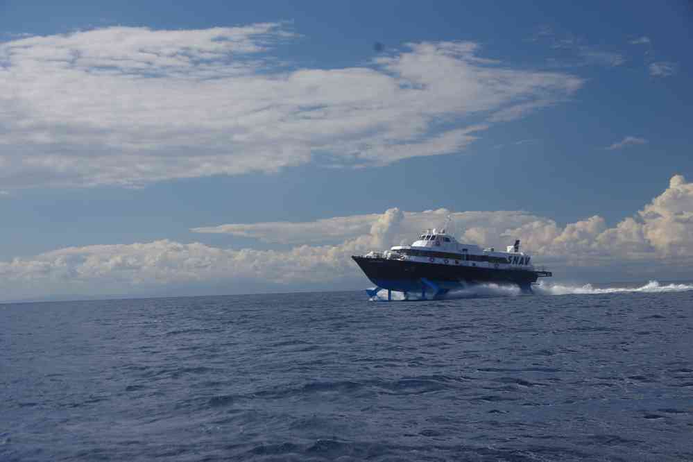 Stromboli, arrivée de l’hydroglisseur, le 6 août 2020