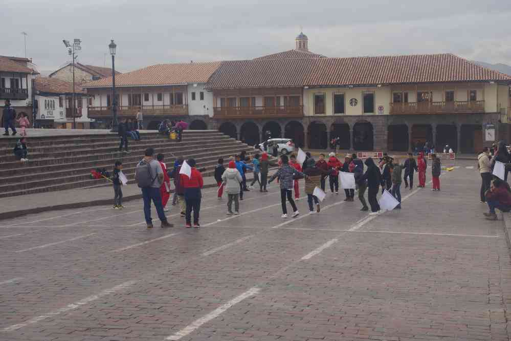 Cuzco, répétition sur la place d’armes en vue d’une fête ayant lieu au mois d’août, le 10 août 2024