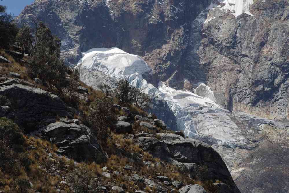 Un des rares glaciers subsistant sur le Nevado Churup, le 18 août 2024