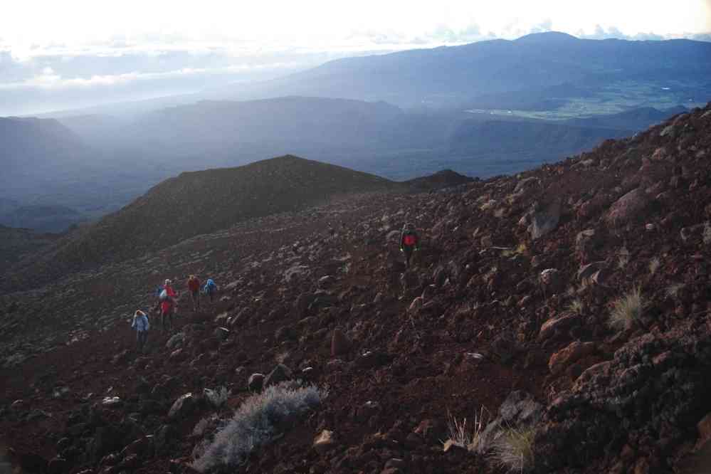 Fin de l’ascension du piton des Neiges. Le mercredi 6 mai 2015