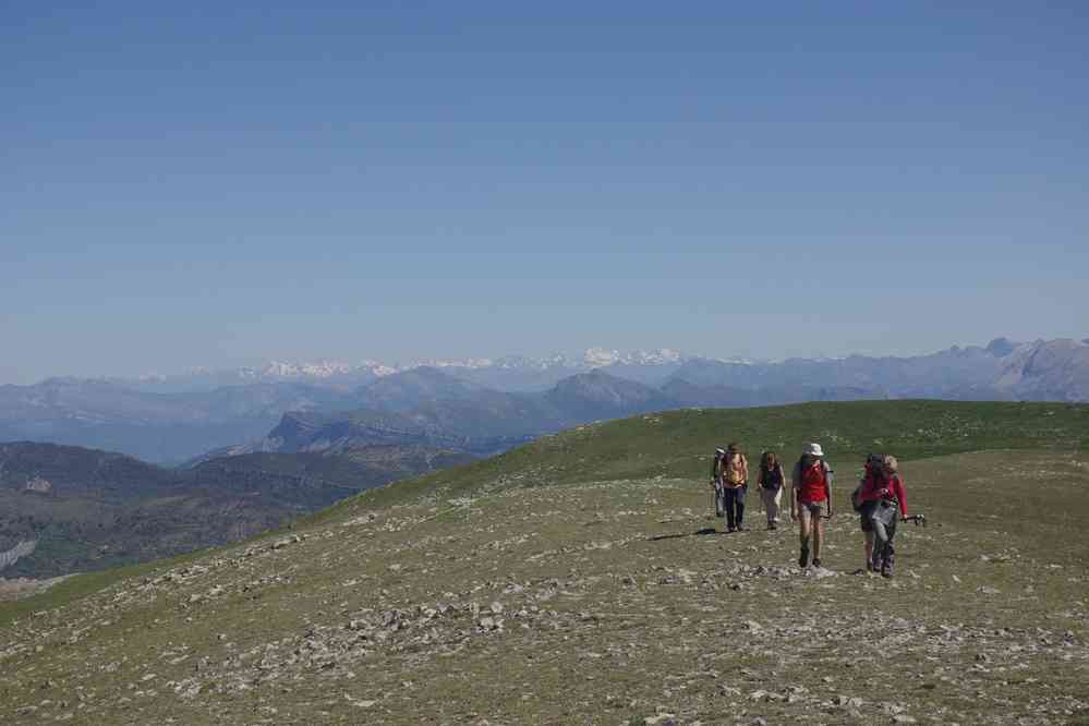 Vue sur le massif des Écrins. Pendant la montée au Mourre de Chanier. Le vendredi 18 mai 2007