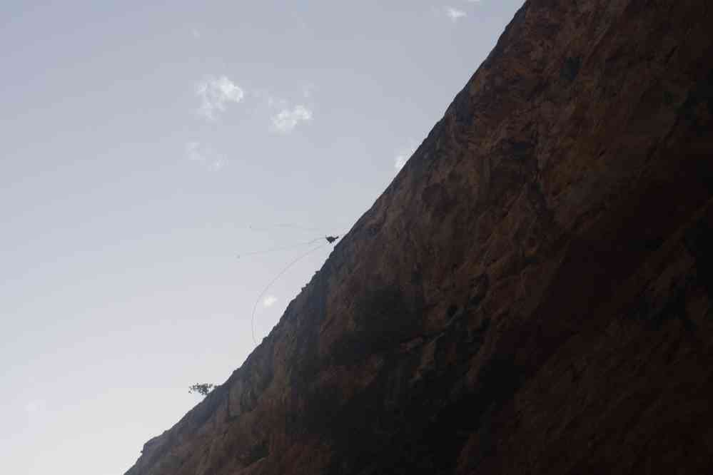 Cañon de Gorropu. Escalade spectaculaire des parois du cañon, le 7 septembre 2022